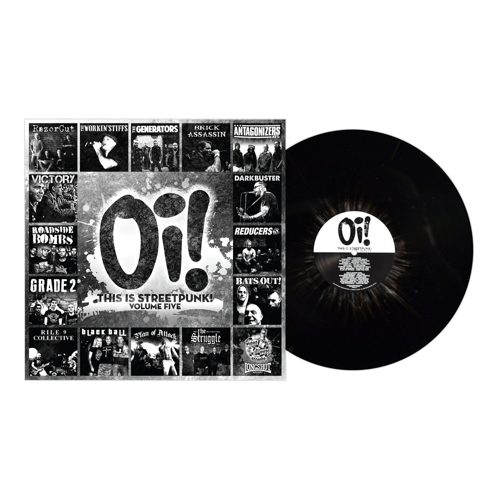 Pirates Press Records - Oi! This is Streetpunk! Vol 5 - Black W/ White Splatter - Vinyl LP