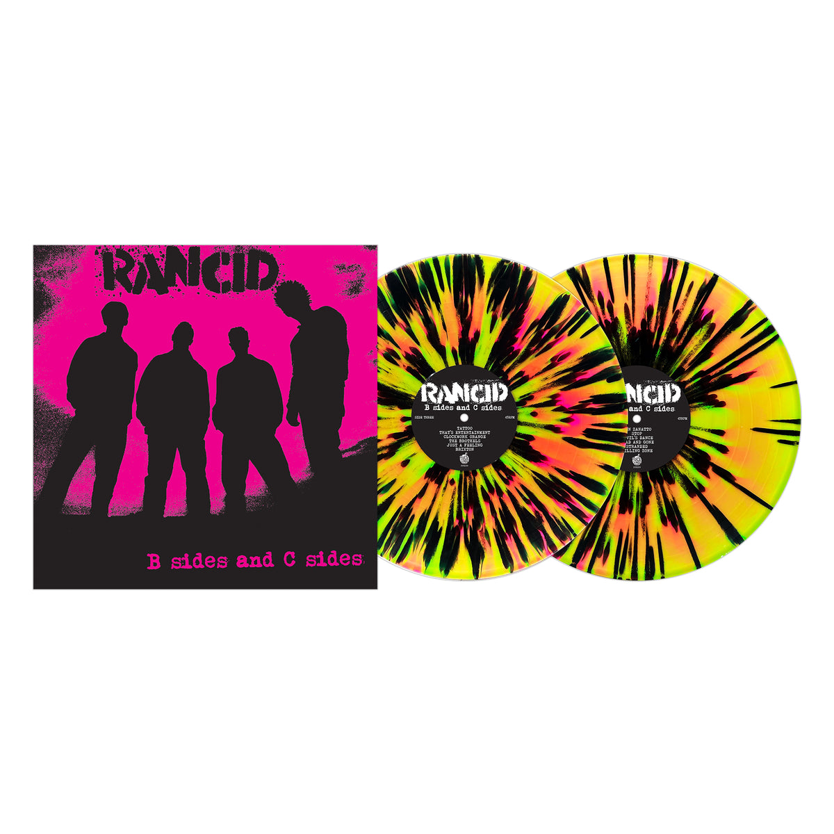 Rancid - B Sides And C Sides - Neon Magenta And Neon Green W/ Black Splatter - Vinyl 2xLP