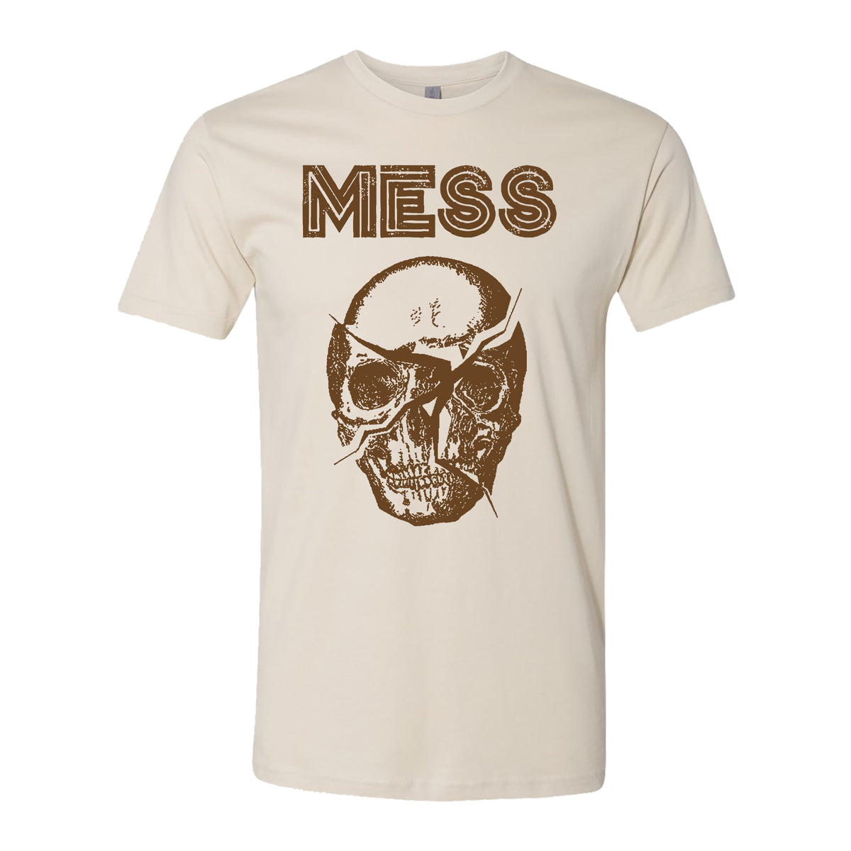 Mess - Skull - Brown On Natural - T-Shirt