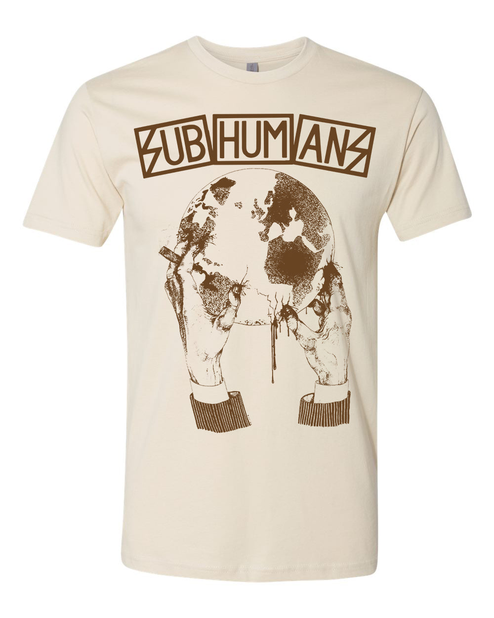 Subhumans - Hands Earth - Brown on Natural - T-Shirt