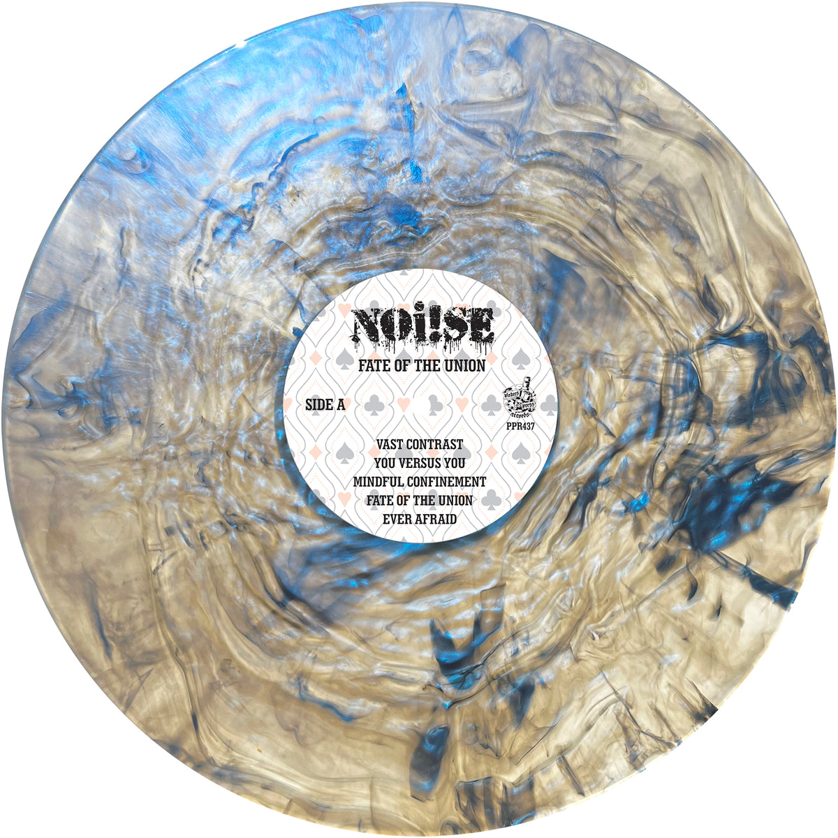 A circular object with a white label features NOi!SE’s new album, "Fate of the Union"—a powerful dose of Pacific Northwest streetpunk.