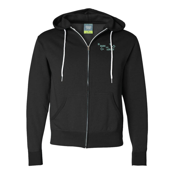 A-100s - Rude and Lovely - Black - Zip-Up Hoodie - Pirates Press