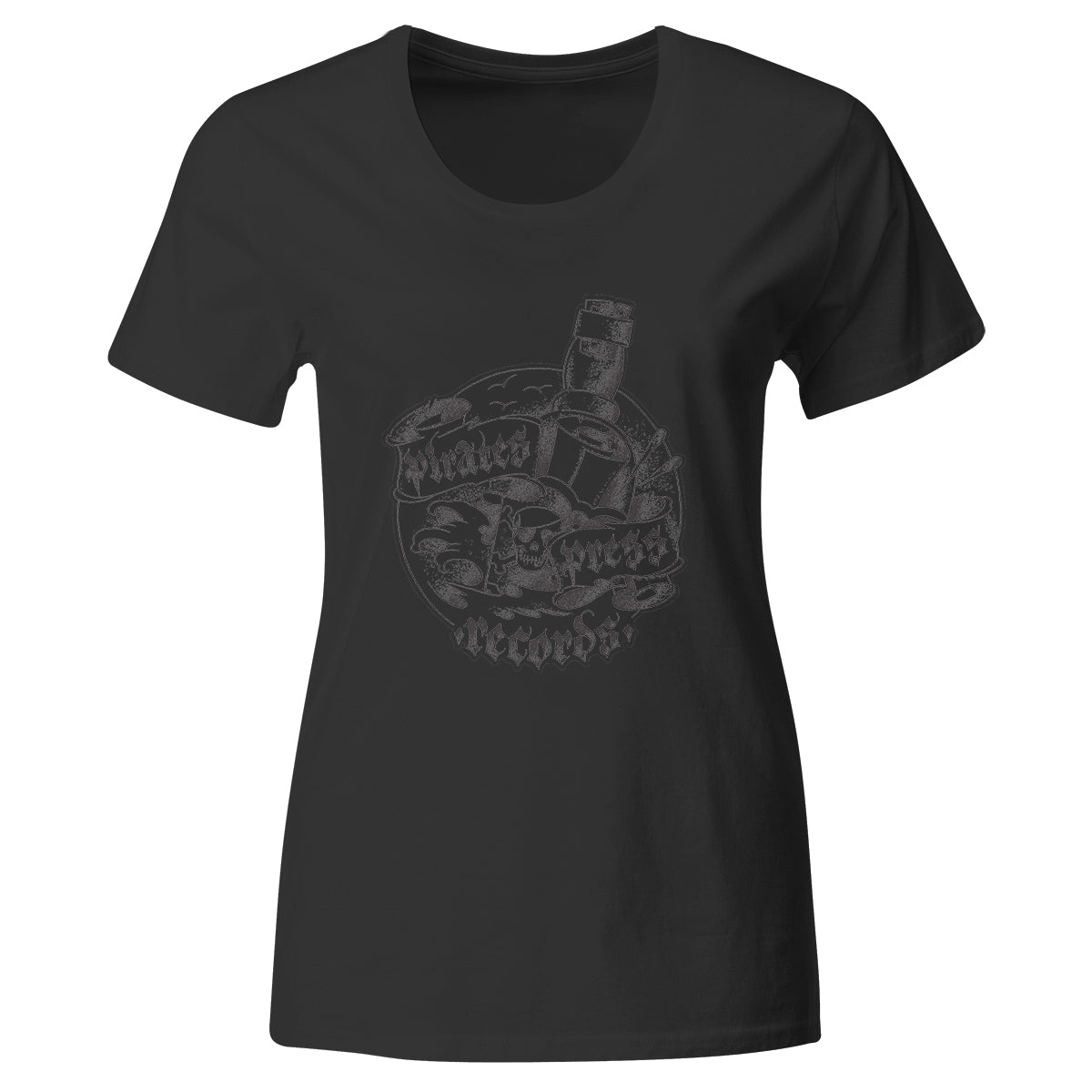 Pirates Press Records - Bottle - Black on Black - T-Shirt - Fitted