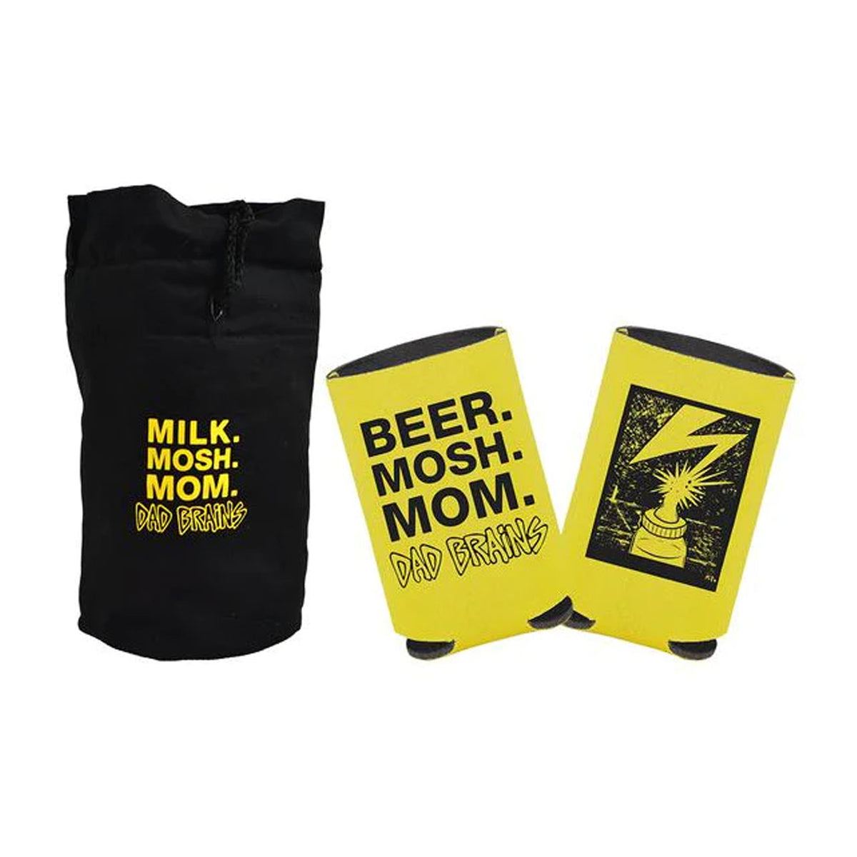 Dad Brains - Milk, Mosh, Mom Yellow Coozie Set