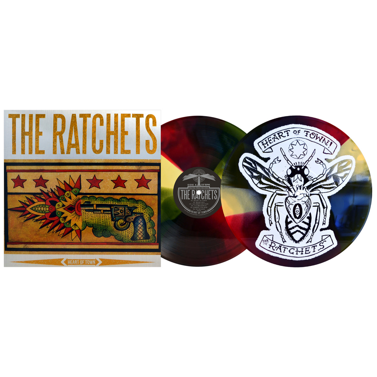 The Ratchets - Heart of Town 12&quot; EP Swamp Green W/ Red &amp; Mustard Twist Vinyl LP