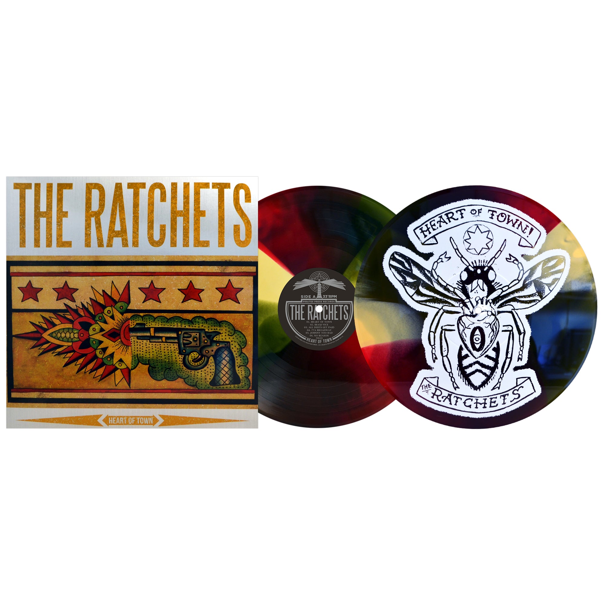 The Ratchets - Heart of Town 12" EP Swamp Green W/ Red & Mustard Twist Vinyl LP