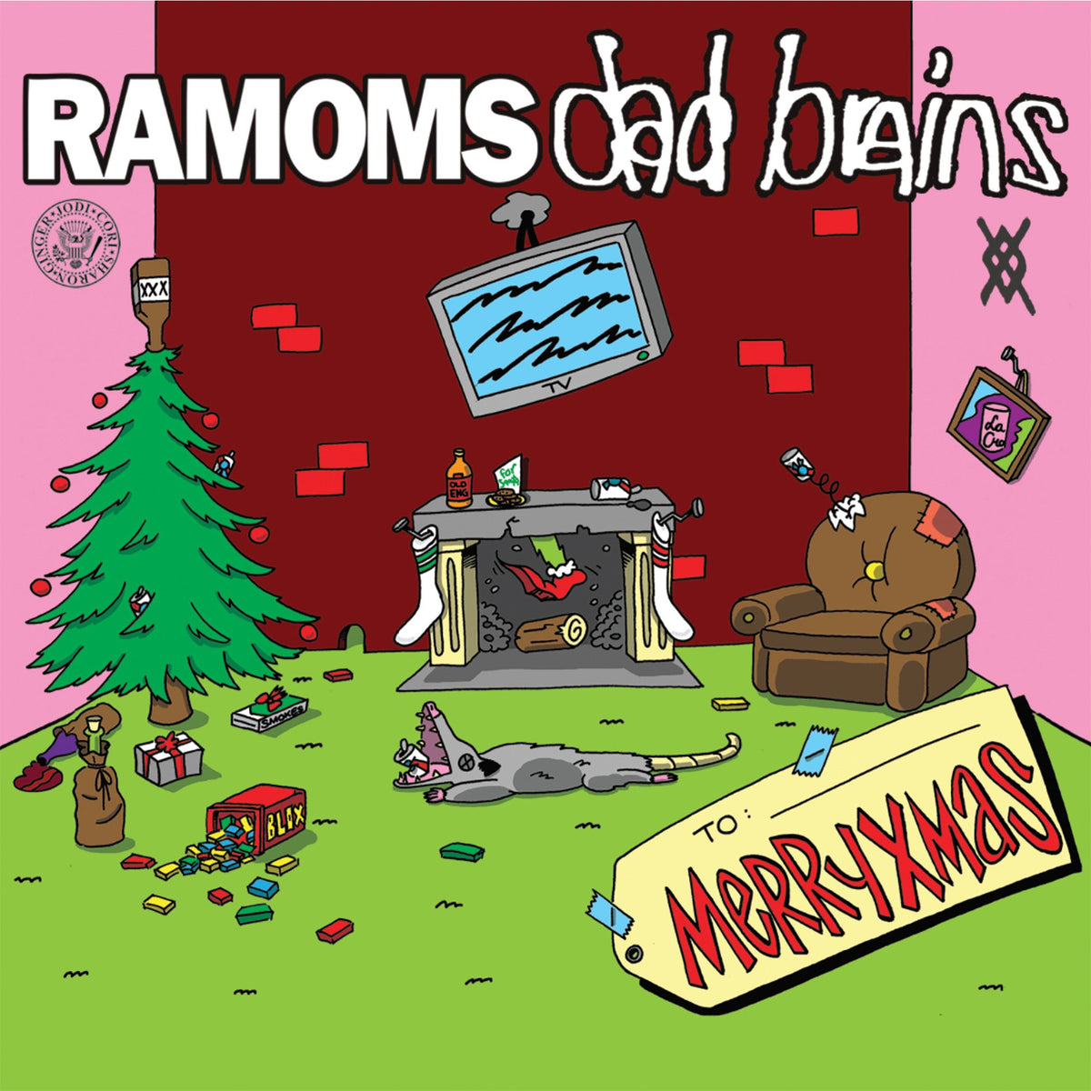 Dad Brains / Ramoms - MERRYXMAS Split Green W/ Red &amp; White Splatter Vinyl 7&quot;