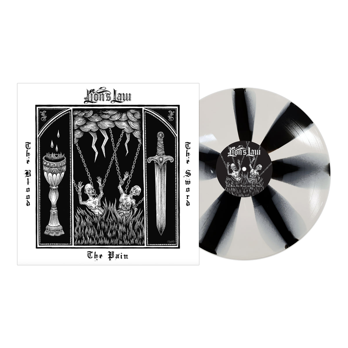 Lion&#39;s Law - The Pain, The Blood, and The Sword White W/ Black Pinwheel Vinyl LP