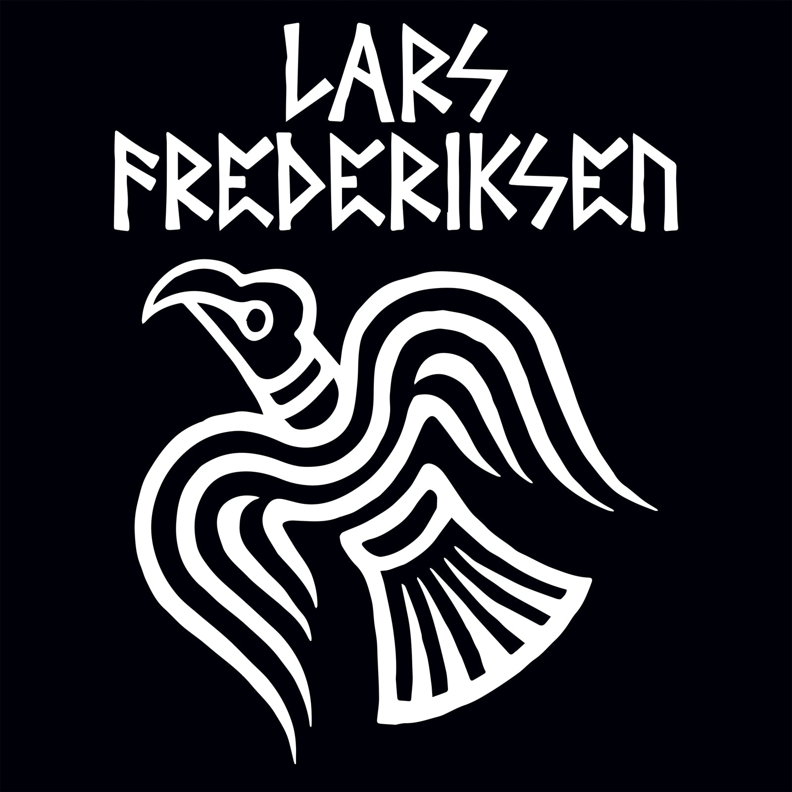 A bold, angular Lars Frederiksen logo stands above a stylized white vulture on a black background, inspired by the Rancid frontmans solo project, To Victory.