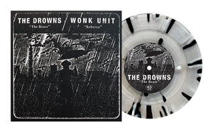 The Drowns / Wonk Unit Split Clear W/ Black & White Splatter Vinyl 7"