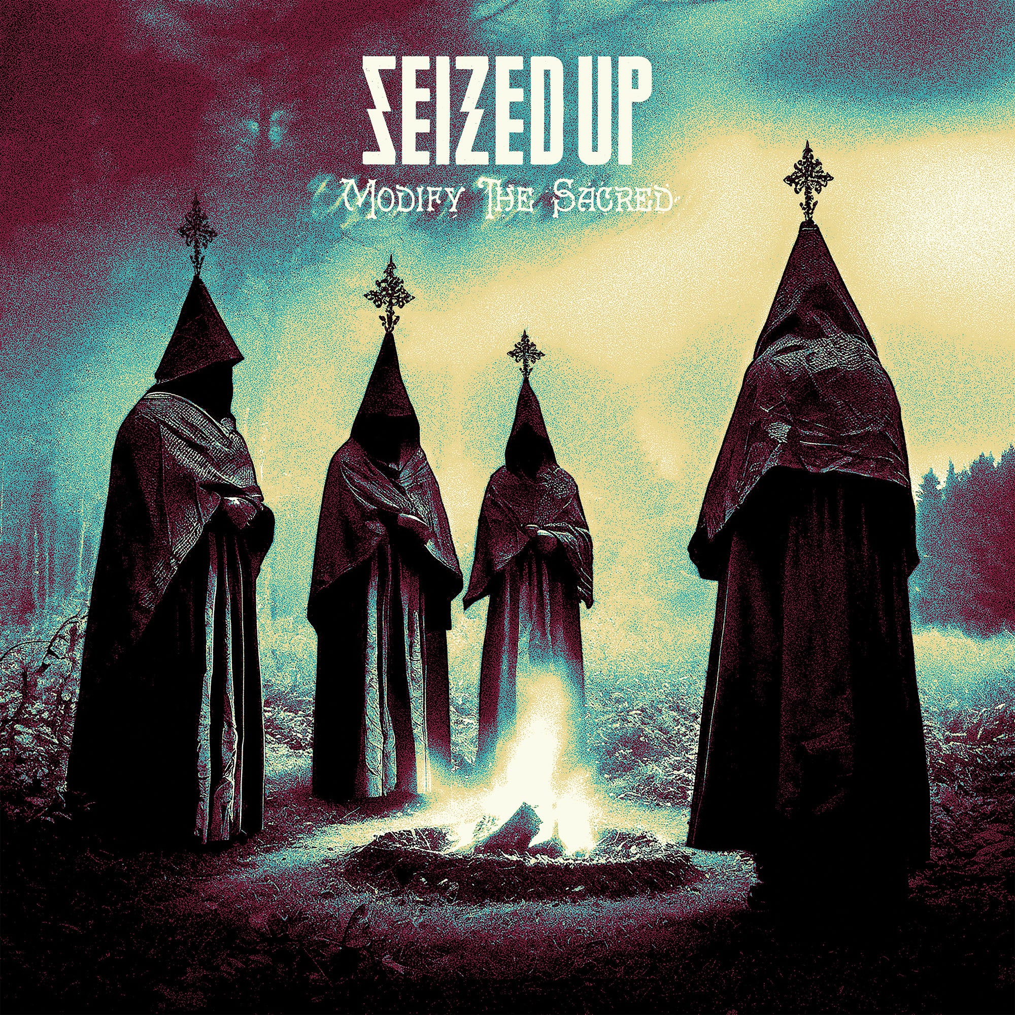 Seized Up - Modify The Sacred - White Inside Sea Blue Inside Oxblood W/ Black Splatter - Vinyl LP