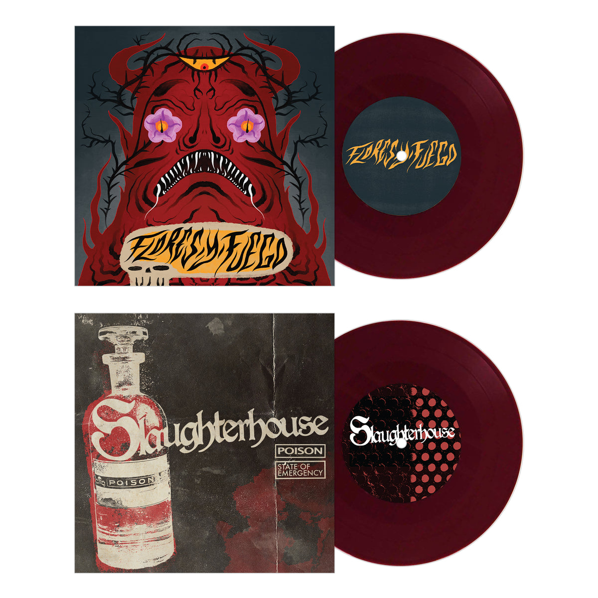 Slaughterhouse / Flores y Fuego - Split - Oxblood - Vinyl 7&quot;