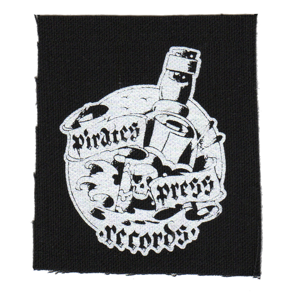 Pirates Press Records - Bottle - Black - Patch - Cloth - Screenprinted - 4&quot; x 4&quot;
