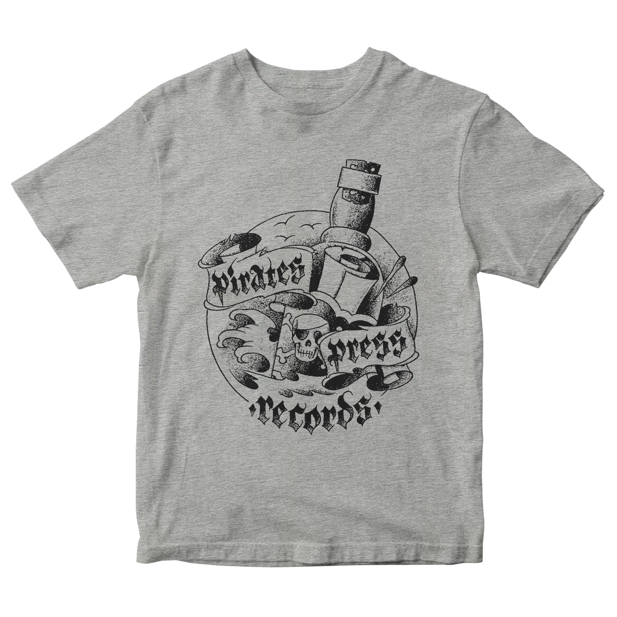 Pirates Press Records - Bottle - Black on Grey - T-Shirt