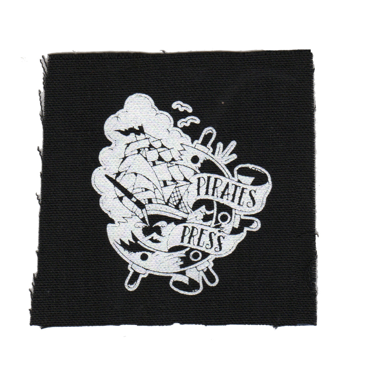 Pirates Press - Tattoo Ship - Black - Patch - Cloth - Screenprinted - 4&quot; x 4&quot;