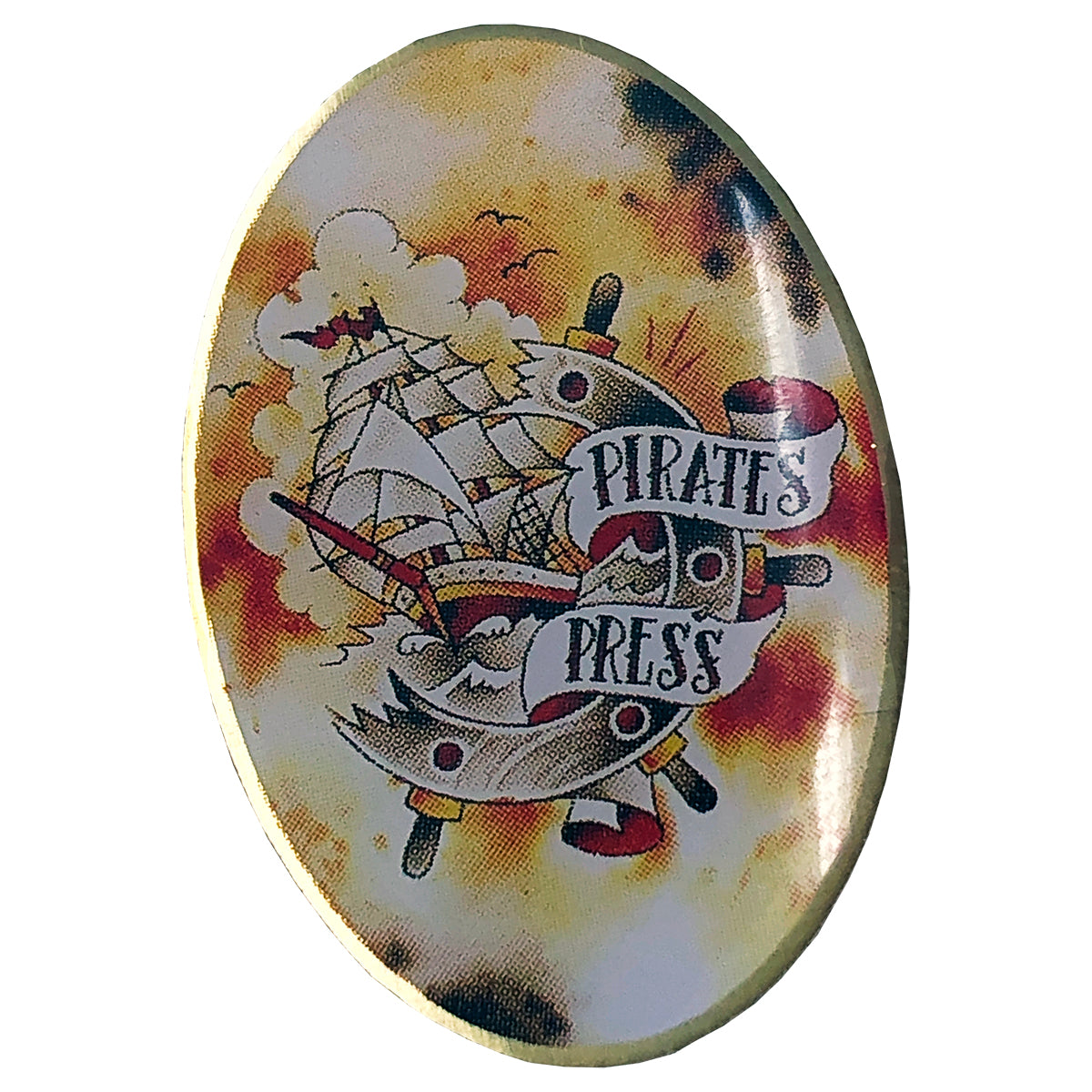 Pirates Press - Full Color Tattoo Ship - 1.25&quot; Enamel Pin