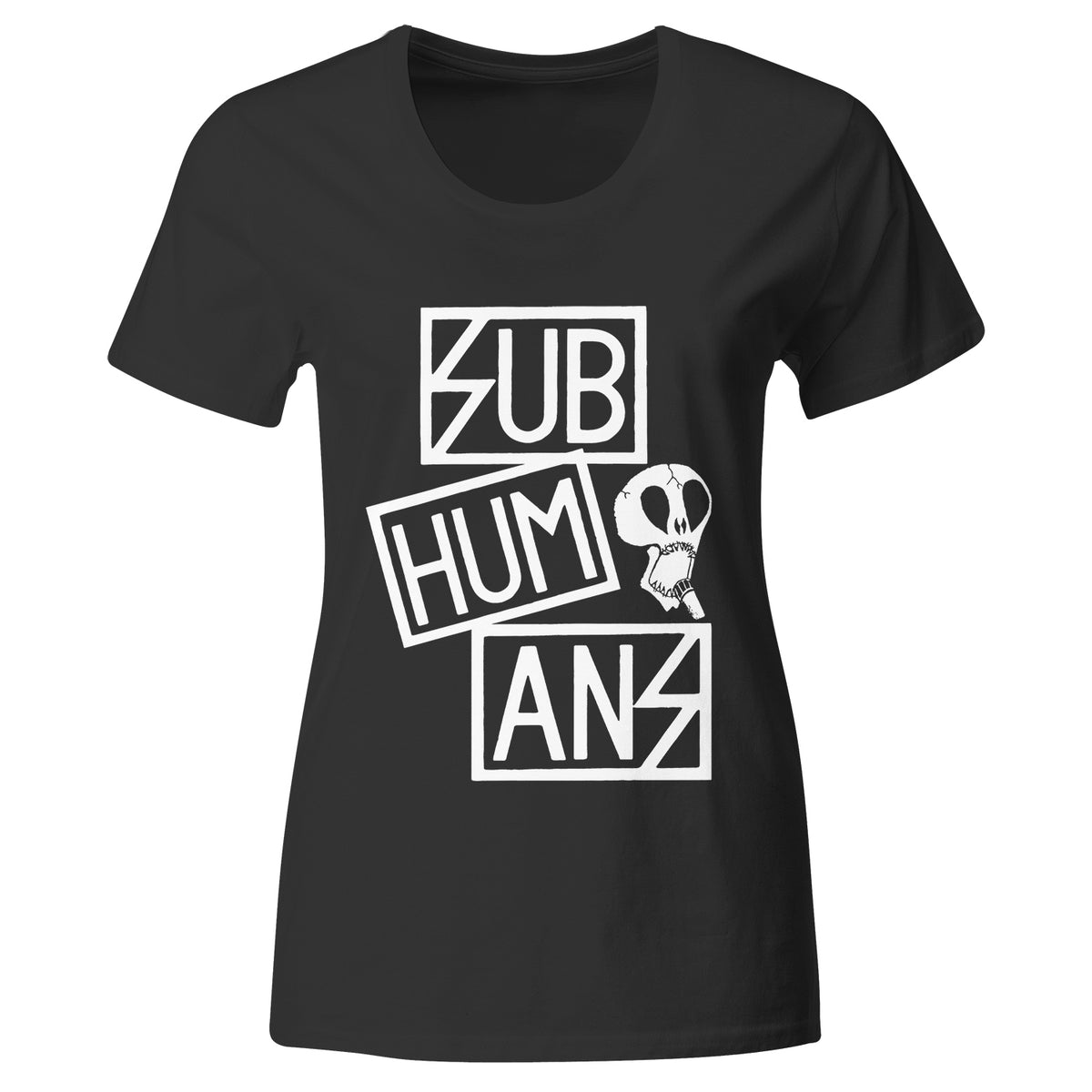 Subhumans - Small Skull &amp; Three Part Logo - Black - T-shirt - Fitted