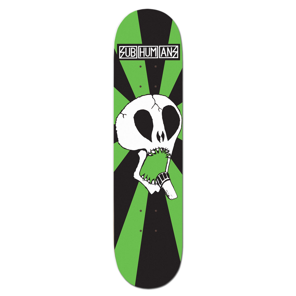 Subhumans - Skull &amp; Small Logo - Green Skateboard Deck