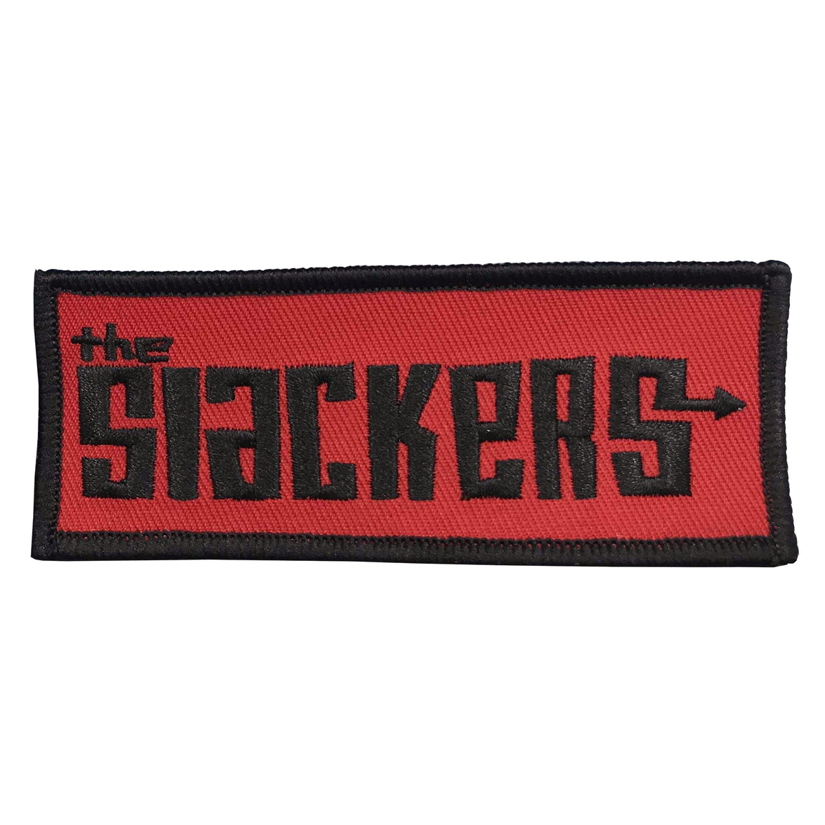 The Slackers - Text Logo - Black on Red - Patch - Embroidered - 4&quot; x 1.5&quot;