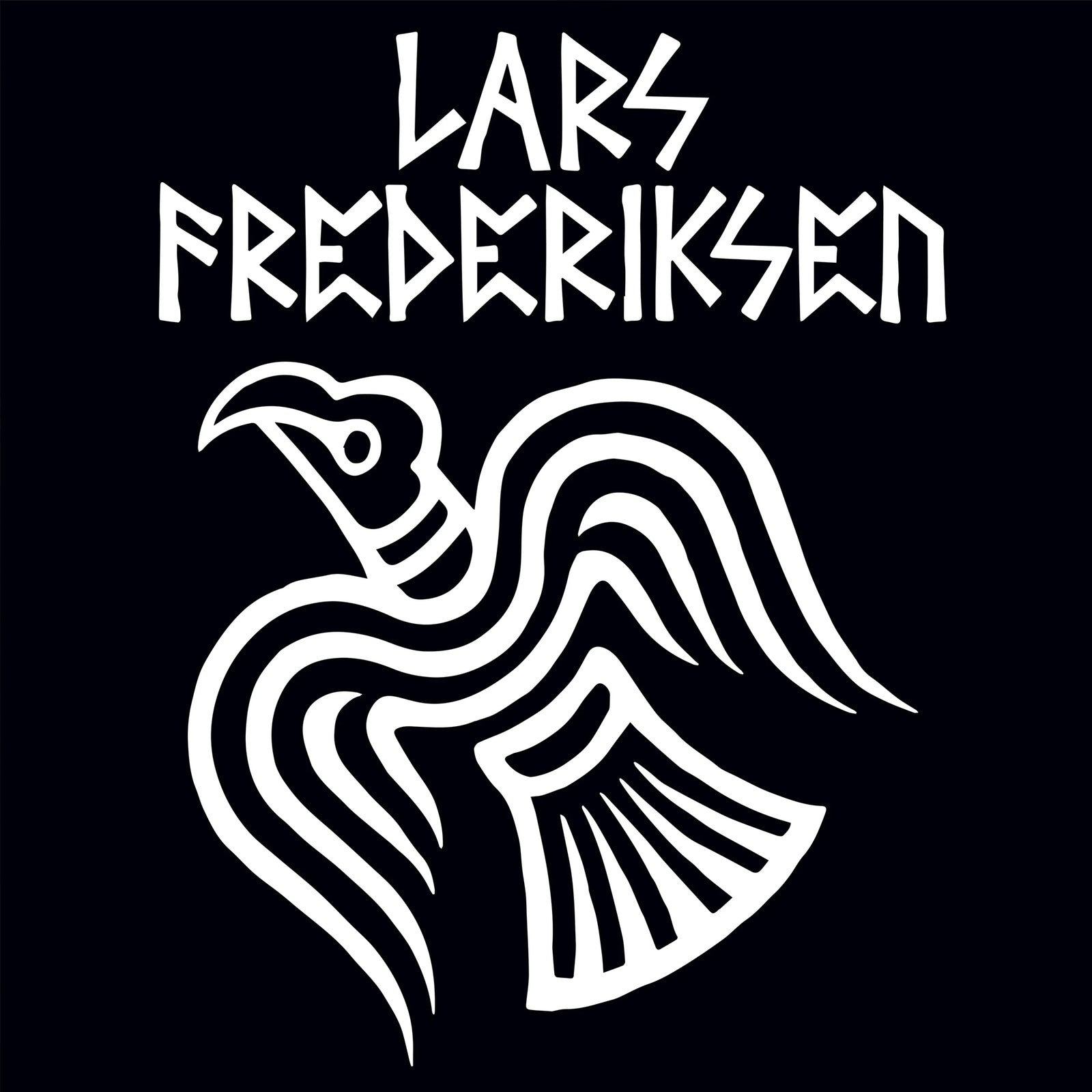 A bold white vulture graphic sits below the jagged, uppercase Lars Frederiksen logo on a solid black background—an eye-catching design inspired by To Victory, ideal for Neon Green Vinyl releases.