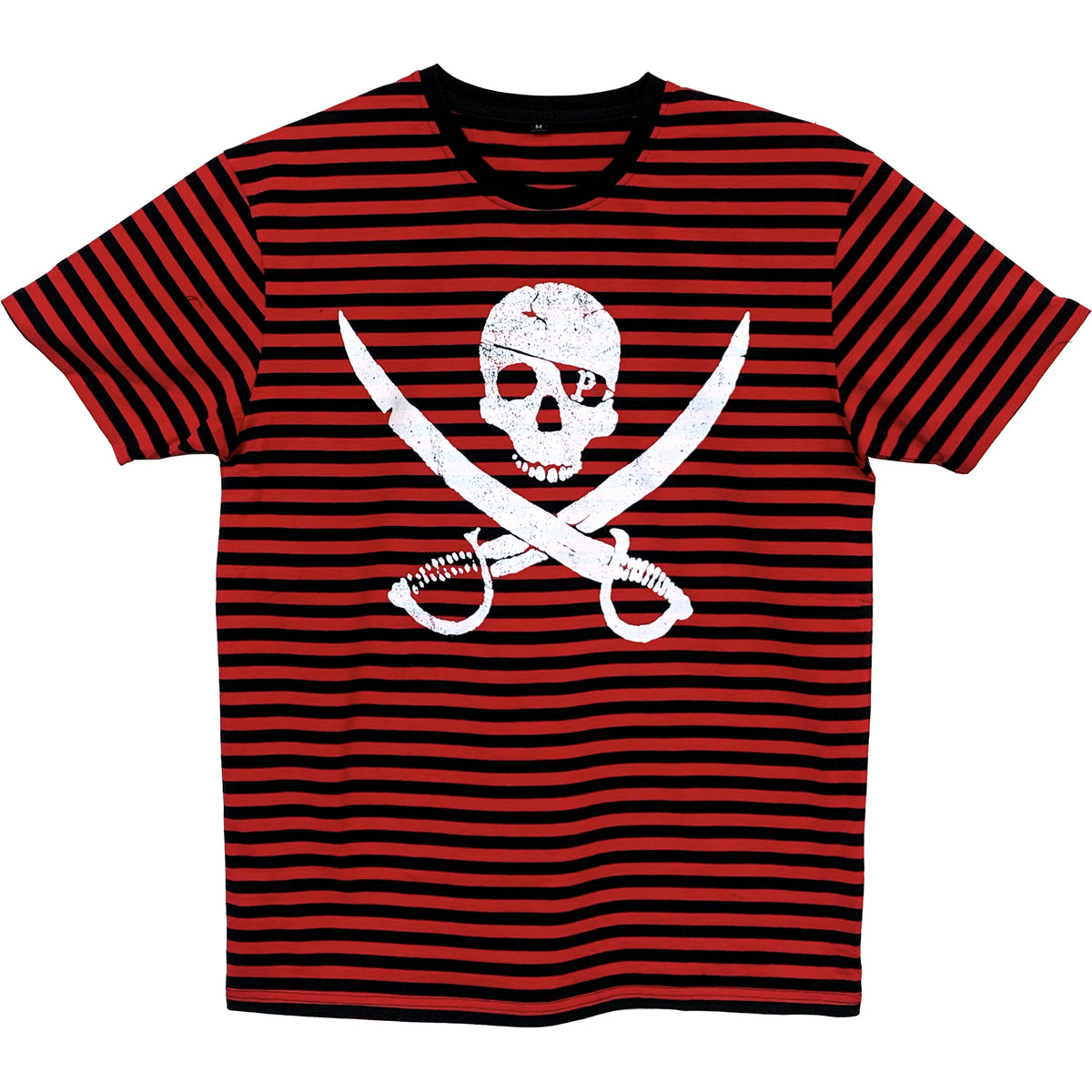 Pirates Press Records - Pirate Logo - White On Red &amp; Black - Fitted T-Shirt