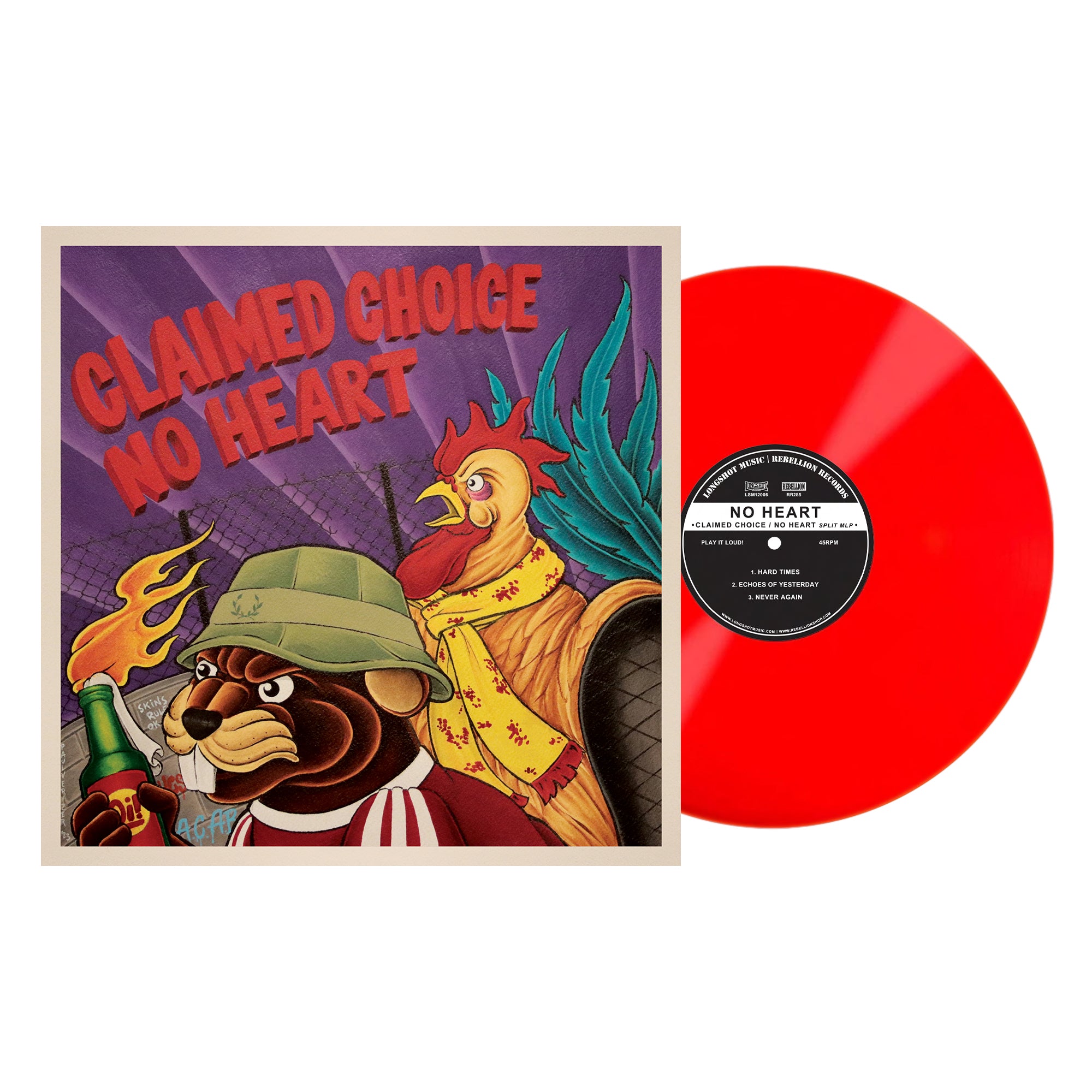 Claimed Choice / No Heart Split - Red Vinyl LP